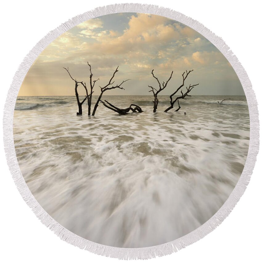 South Carolina Round Beach Towel featuring the photograph Botany Bay in South Carolina by Benedict Heekwan Yang