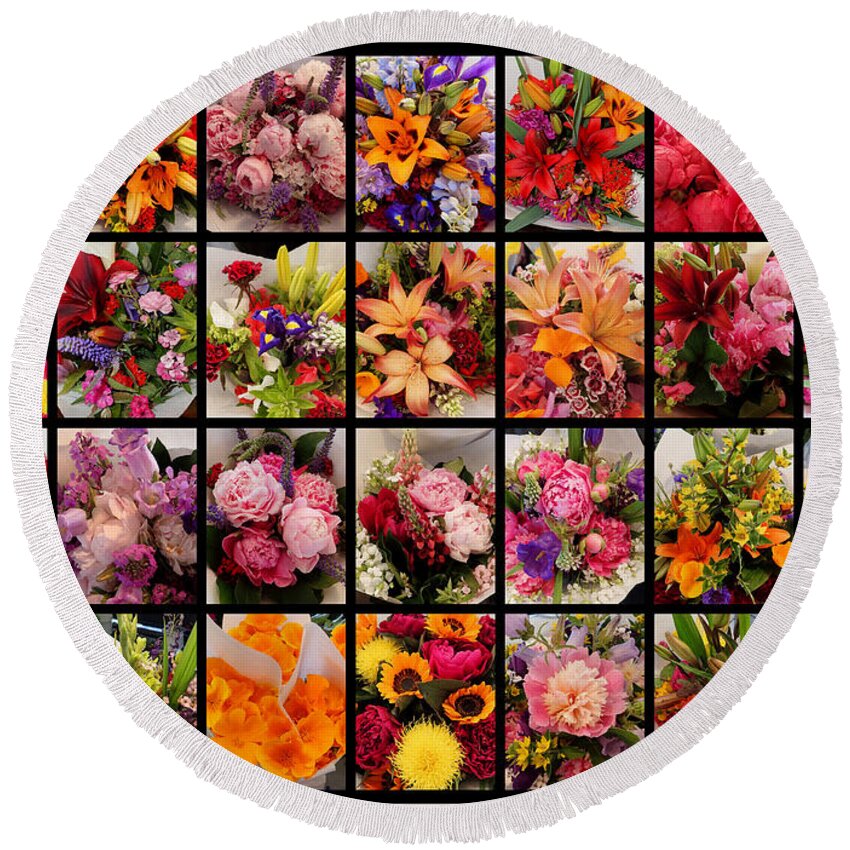 Flower Round Beach Towel featuring the photograph Bouquets by Farol Tomson