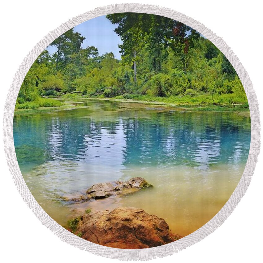 Boze Mill Spring Round Beach Towel featuring the photograph Boze Mill Spring by Marty Koch