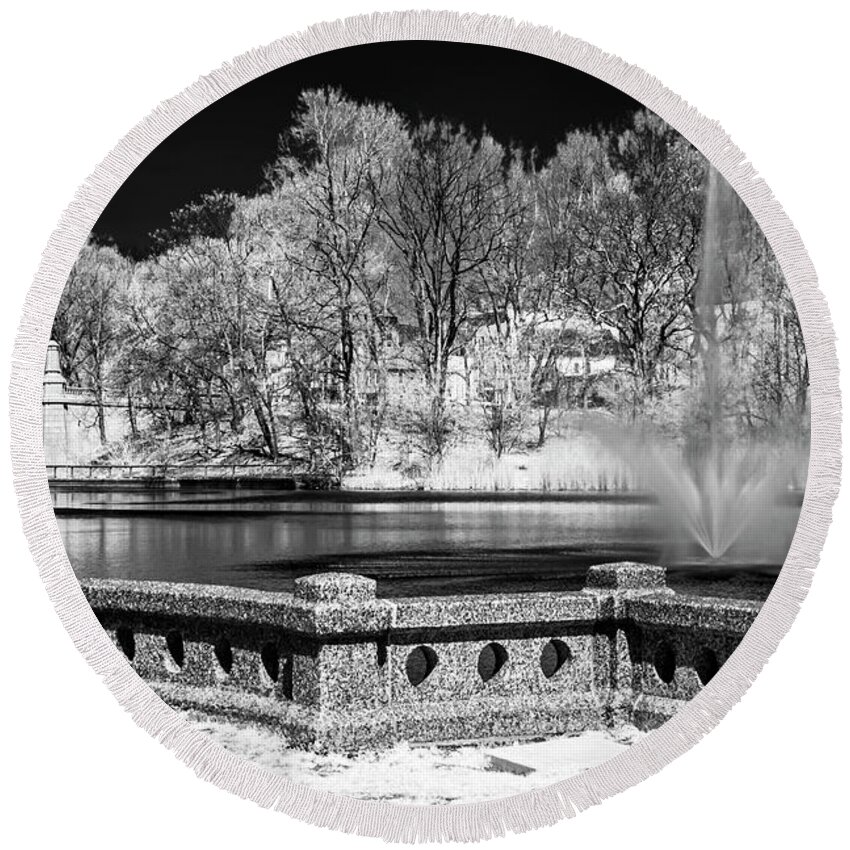 Branch Brook Park Round Beach Towel featuring the photograph Branch Brook Park New Jersey IR by Susan Candelario