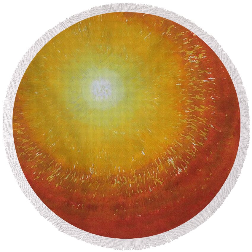 Sun Round Beach Towel featuring the painting Breakthrough original painting by Sol Luckman