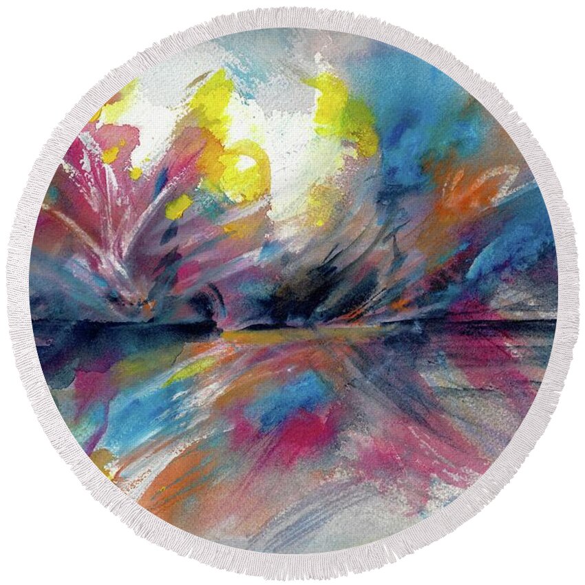 Seascape Round Beach Towel featuring the painting Breezy by Francelle Theriot