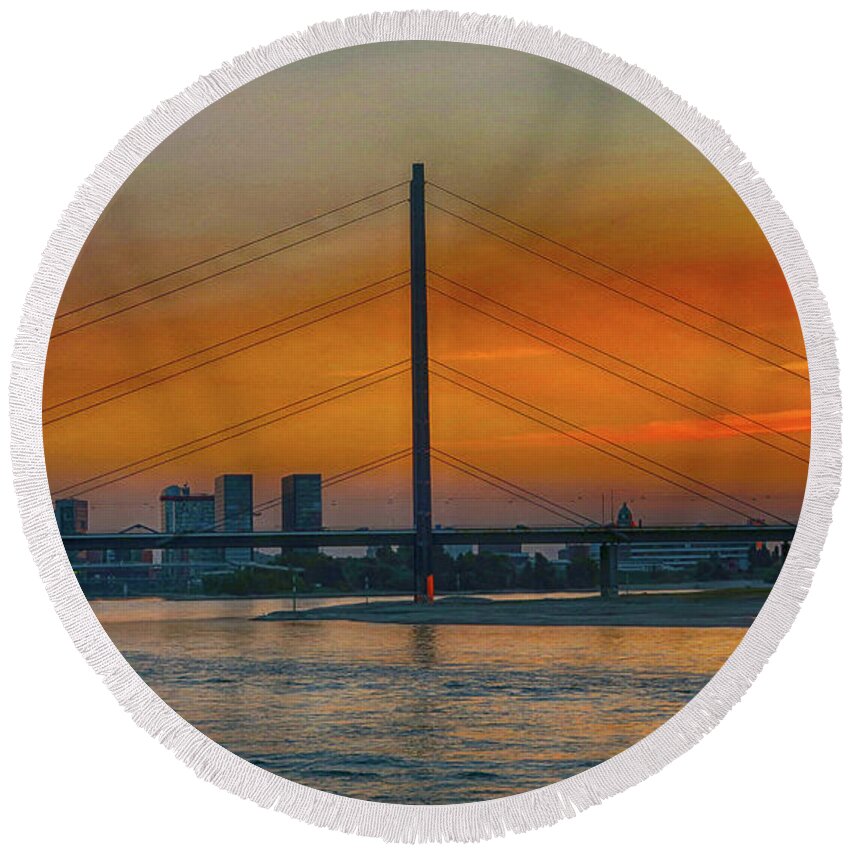 Bridge Round Beach Towel featuring the photograph Bridge on the Rhine River by Pravine Chester