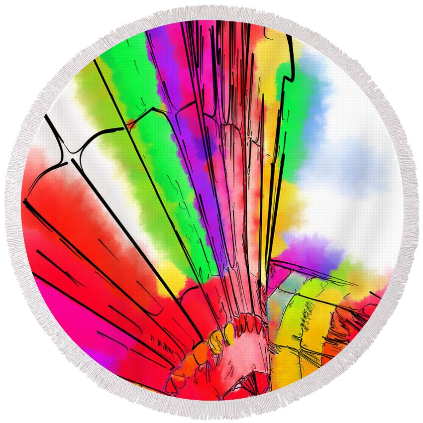 Hot-air Round Beach Towel featuring the digital art Bright Colored Balloons by Kirt Tisdale