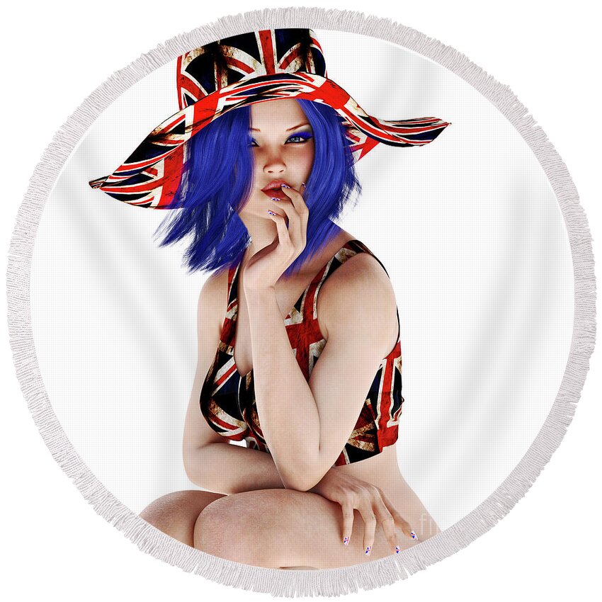 Brit Round Beach Towel featuring the digital art Brit by Alicia Hollinger