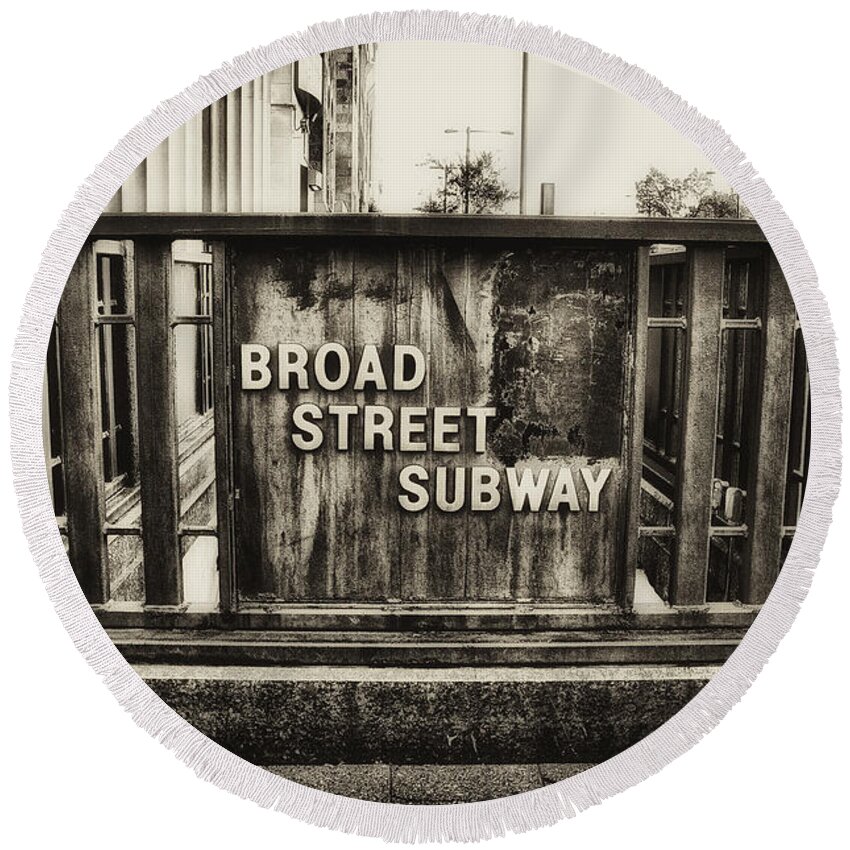 Broad Street Round Beach Towel featuring the photograph Broad Street Subway - Philadelphia by Bill Cannon