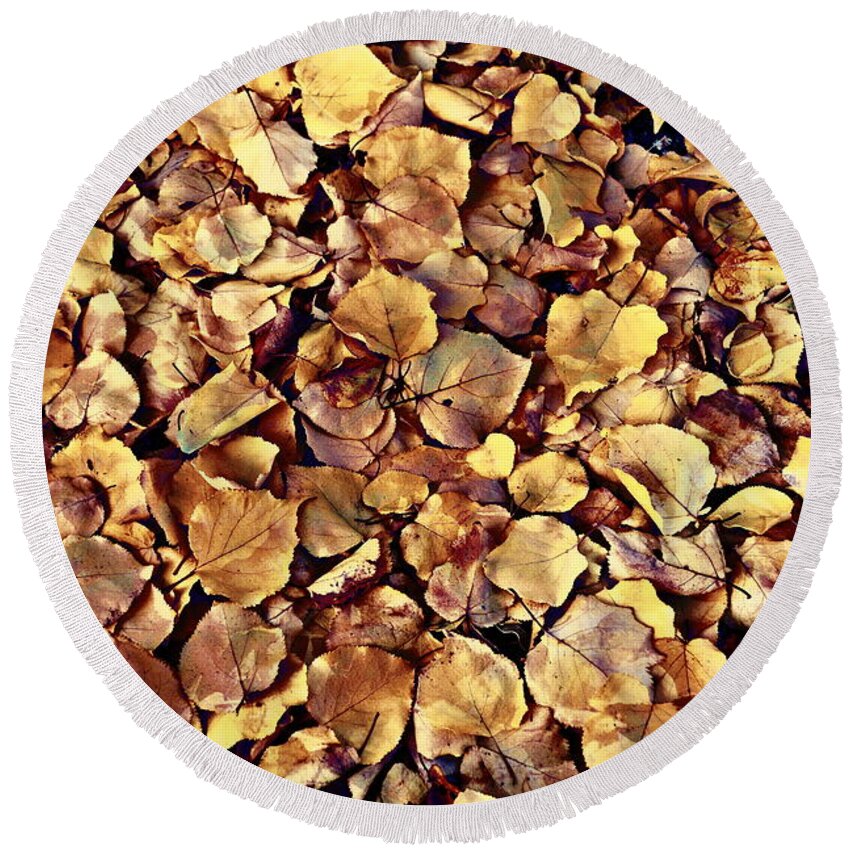 Leaves Round Beach Towel featuring the photograph Browning Leaves by Glenn McCarthy Art and Photography