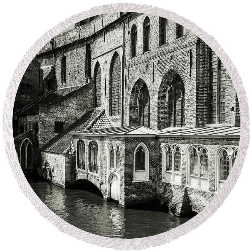 Beautiful Bruges Round Beach Towel featuring the photograph Bruges Medieval Architecture by Lexa Harpell