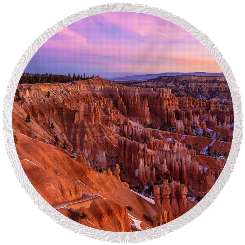 Natioanl Park Round Beach Towel featuring the photograph Bryce Canyon at Sunrise by Jonathan Nguyen