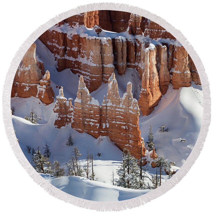 No People Round Beach Towel featuring the photograph Bryce Canyon National Park by Brett Pelletier