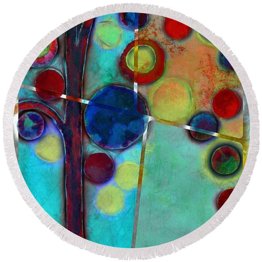 Tree Round Beach Towel featuring the painting Bubble Tree - 7546r2 by Variance Collections