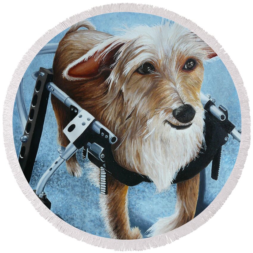 Pet Round Beach Towel featuring the painting Buddy's Hope by Vic Ritchey