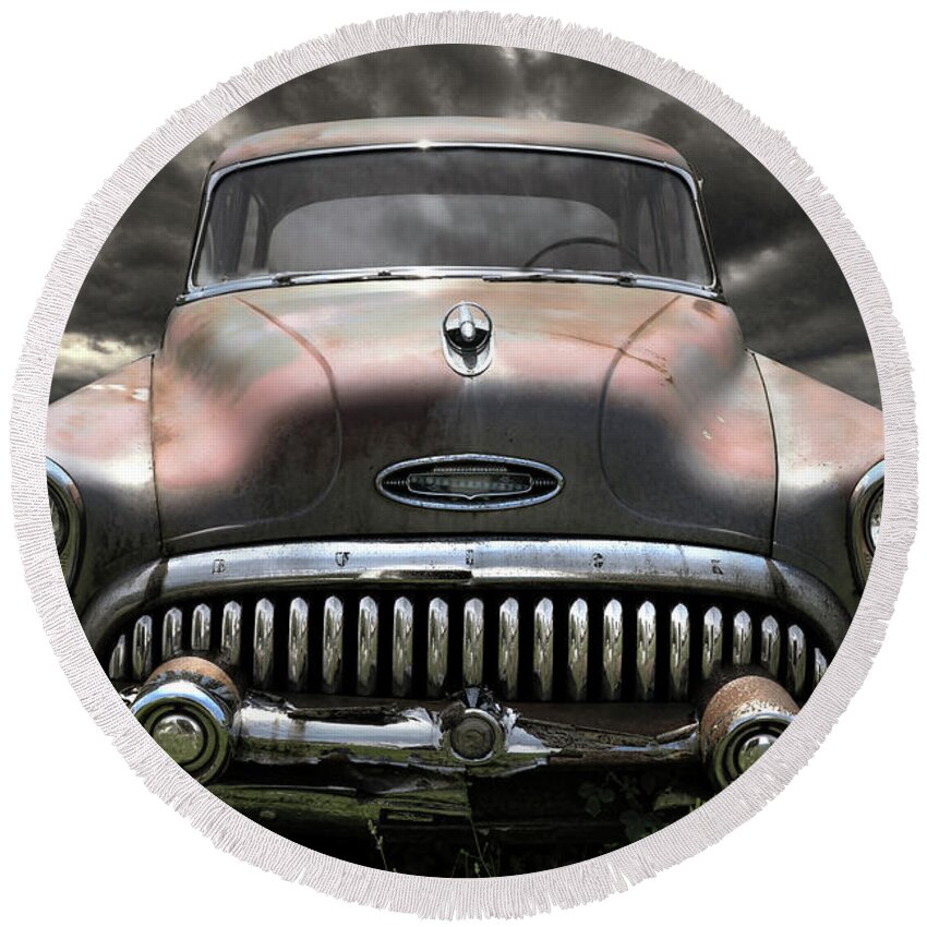 Buick Round Beach Towel featuring the photograph Buick Eight Special by Lori Deiter