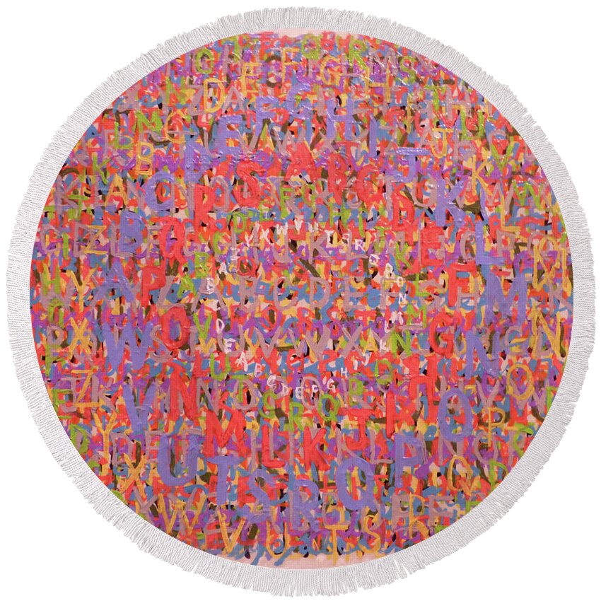 Abstract Round Beach Towel featuring the painting Bulls Eye by Stan Chraminski