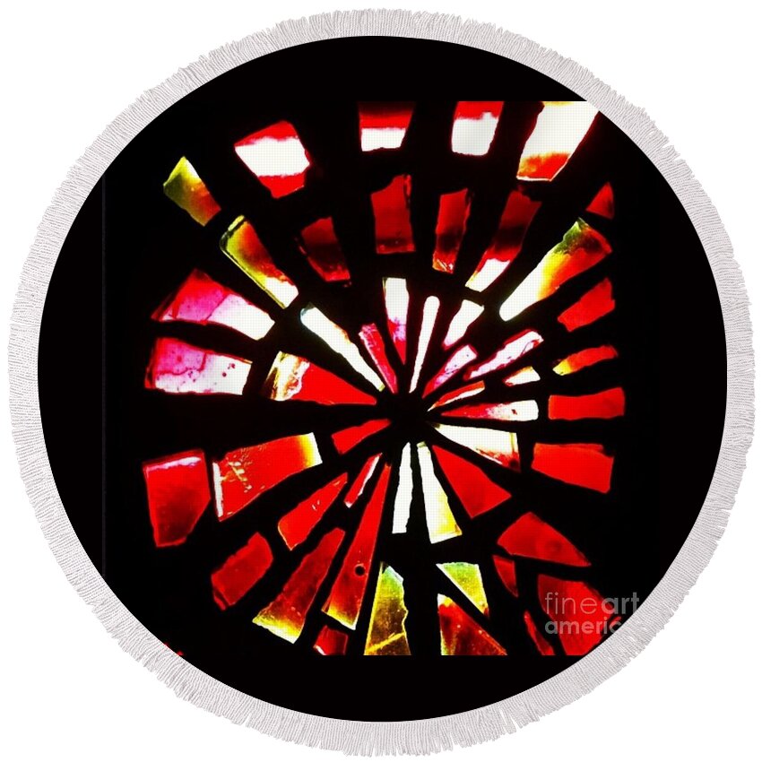 Stained Glass Round Beach Towel featuring the photograph Bully's by Denise Railey