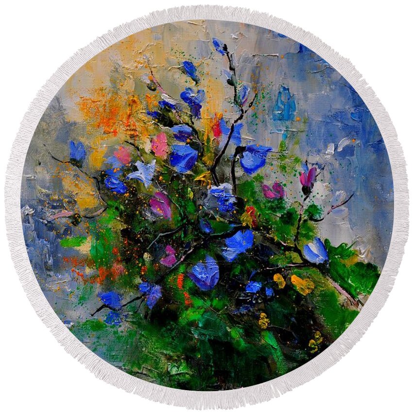 Flowers Round Beach Towel featuring the painting Bunch 451130 by Pol Ledent