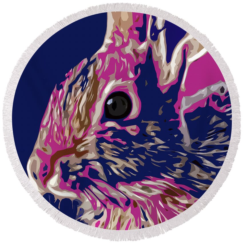 Bunny Round Beach Towel featuring the digital art Bunny by David G Paul