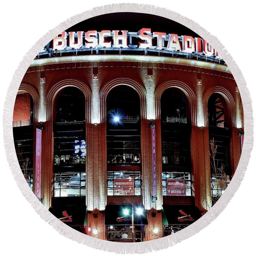 St Round Beach Towel featuring the photograph Busch Stadium by Frozen in Time Fine Art Photography