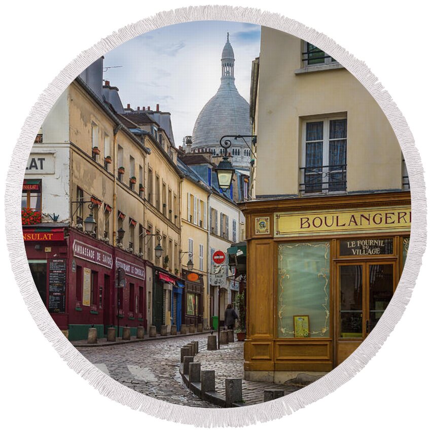 Europa Round Beach Towel featuring the photograph Butte de Montmartre by Inge Johnsson