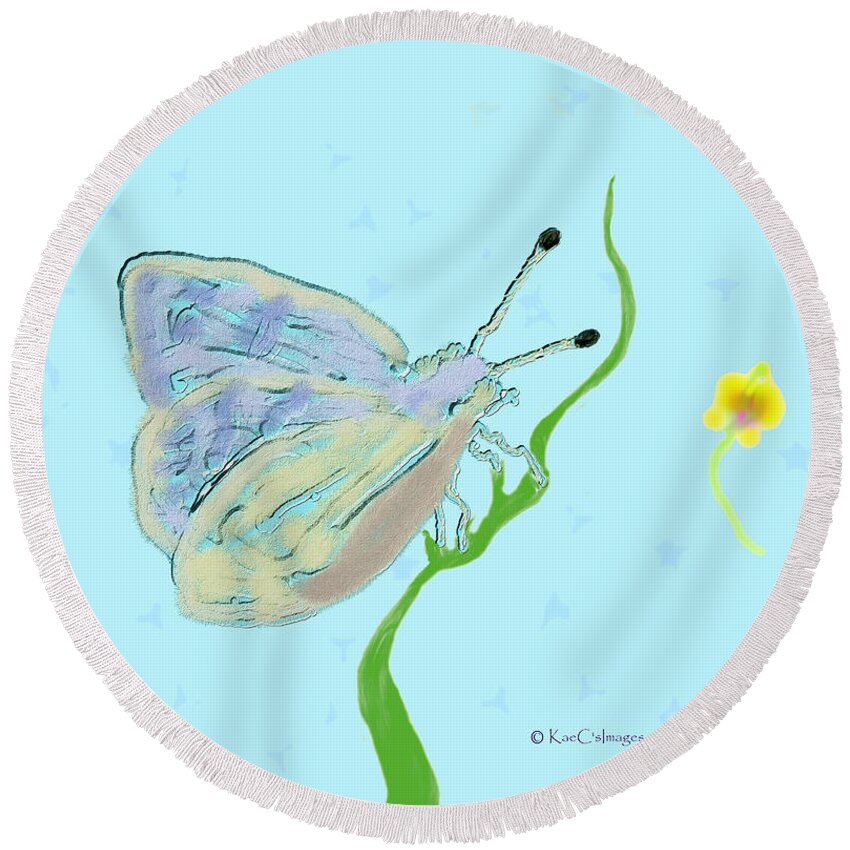 Butterfly Round Beach Towel featuring the digital art Butterfly Allusion by Kae Cheatham