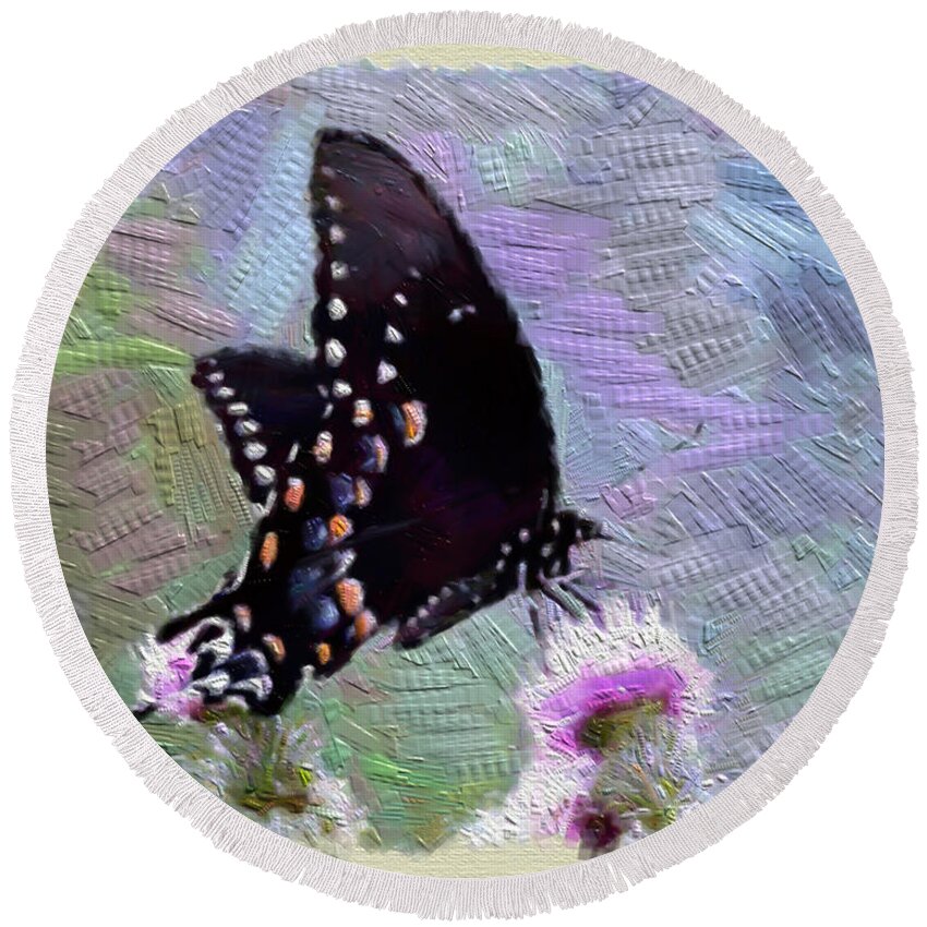 Butterfly Round Beach Towel featuring the photograph Butterfly Beauty by Kerri Farley