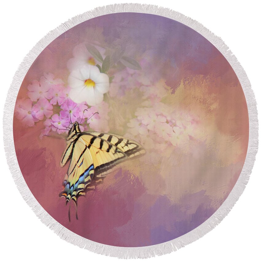  Butterfly Round Beach Towel featuring the photograph Butterfly Dreams by Theresa Tahara