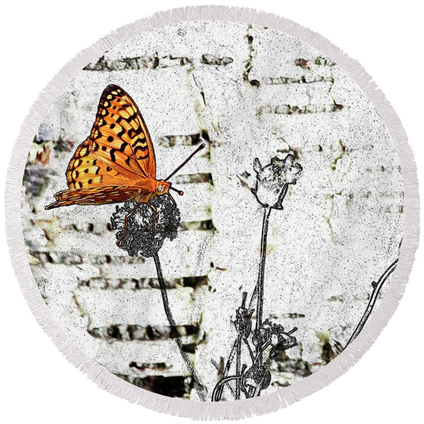 Butterfly Round Beach Towel featuring the digital art Butterfly by K Bradley Washburn