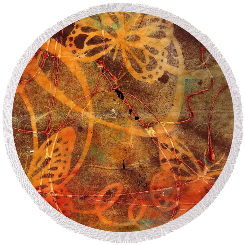 Acrylic Round Beach Towel featuring the mixed media Butterfly Sun Dance by Angela L Walker