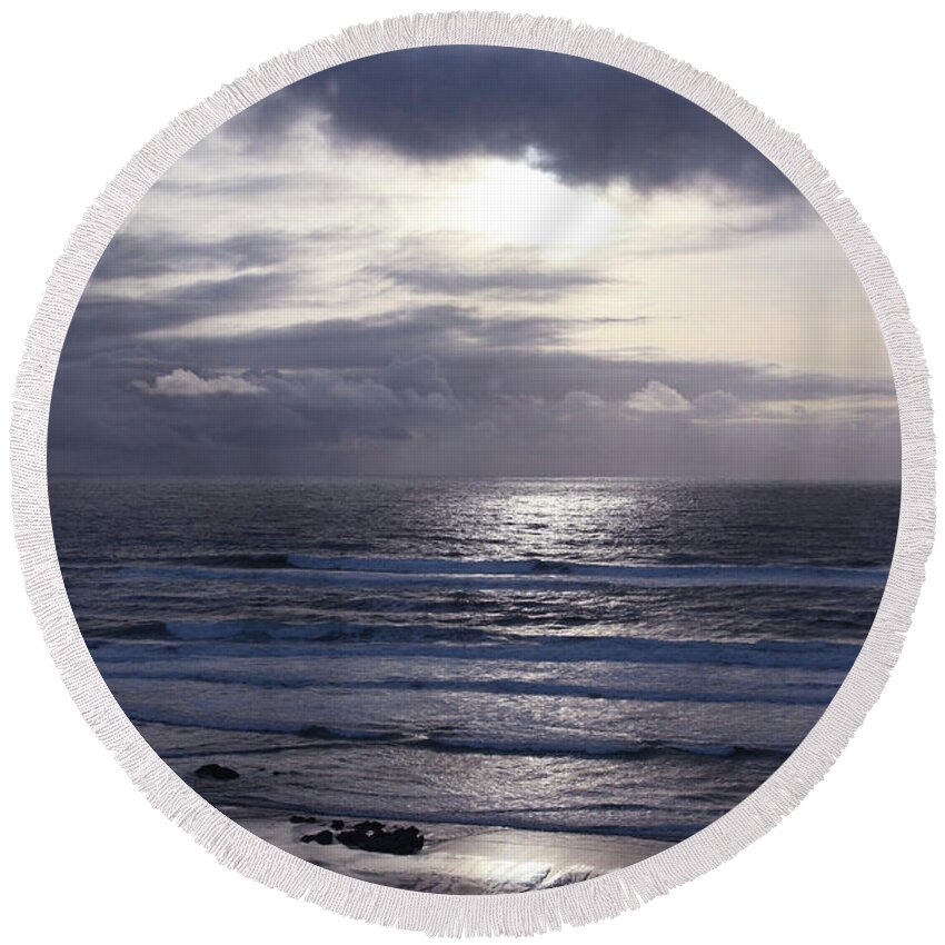 Landscape Round Beach Towel featuring the photograph By The Silvery Light by Sheila Ping