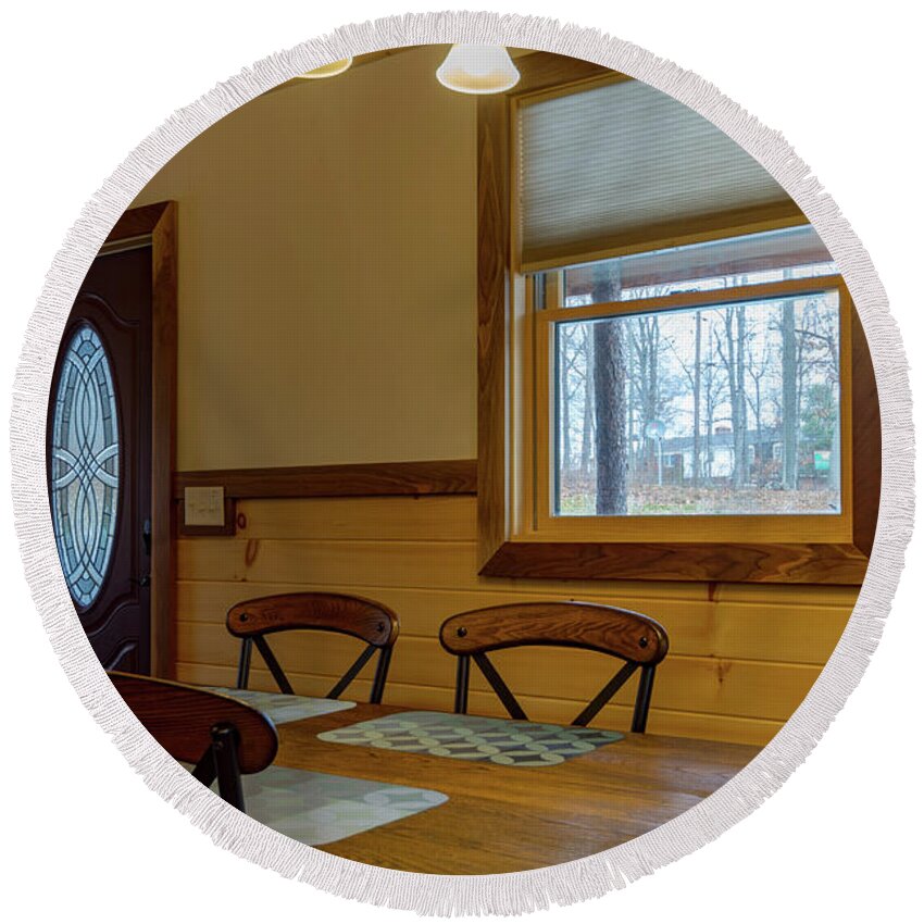 Rental Round Beach Towel featuring the photograph Cabin Interior 2 by William Norton