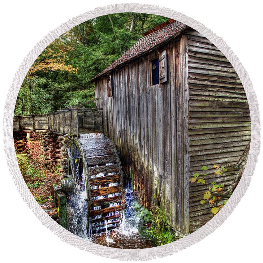 Mill Round Beach Towel featuring the photograph Cades Cove Mill by Norman Reid