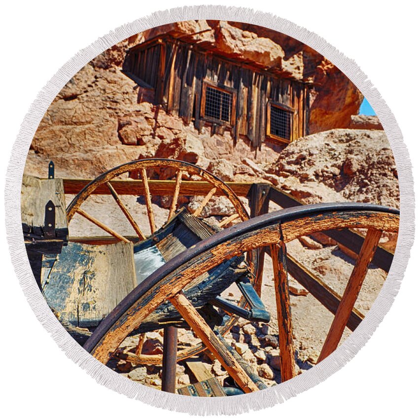 Calico Round Beach Towel featuring the photograph Calico Ghost Town Mine by Kyle Hanson