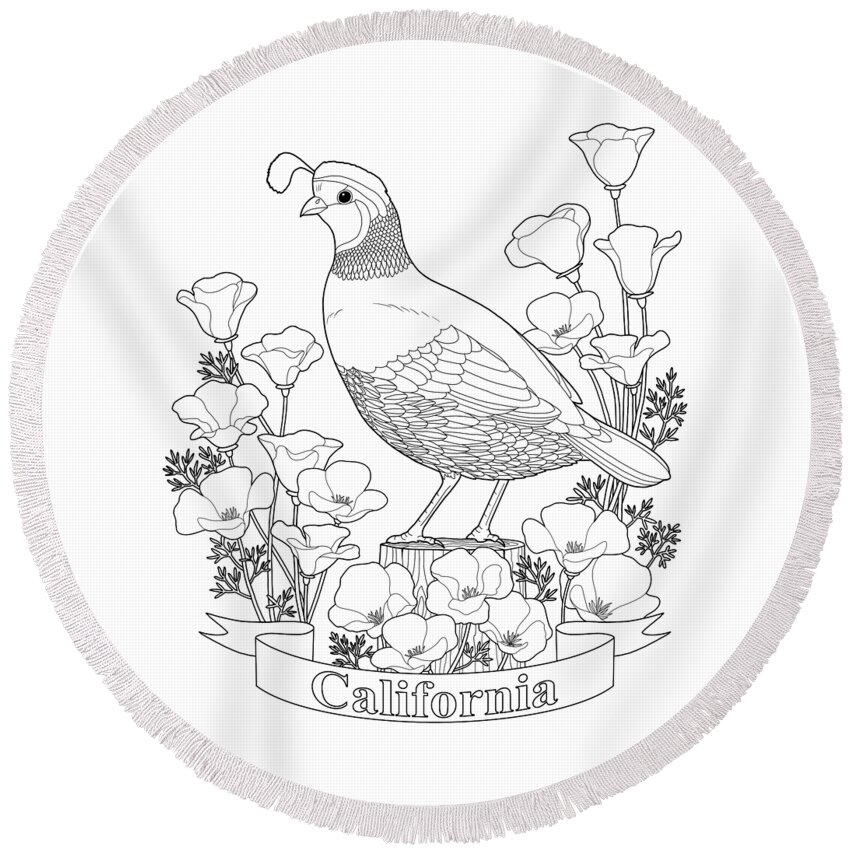 Download California State Bird And Flower Coloring Page Round Beach ...