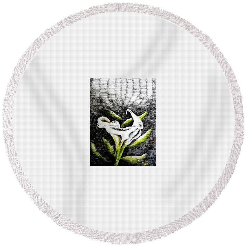 Flower Round Beach Towel featuring the digital art Calla Lily by C F Legette