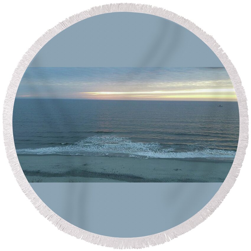 Calm Round Beach Towel featuring the photograph Calm and Clear by Ali Baucom