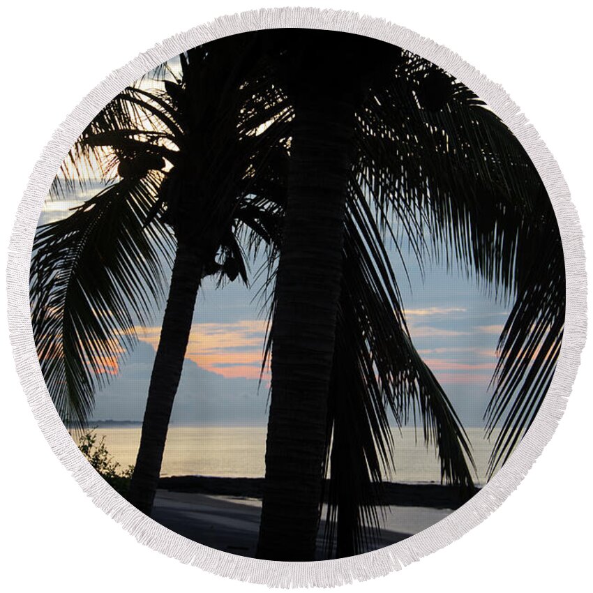 Beach Round Beach Towel featuring the photograph Calm Beach in the early morning by Bob Hislop
