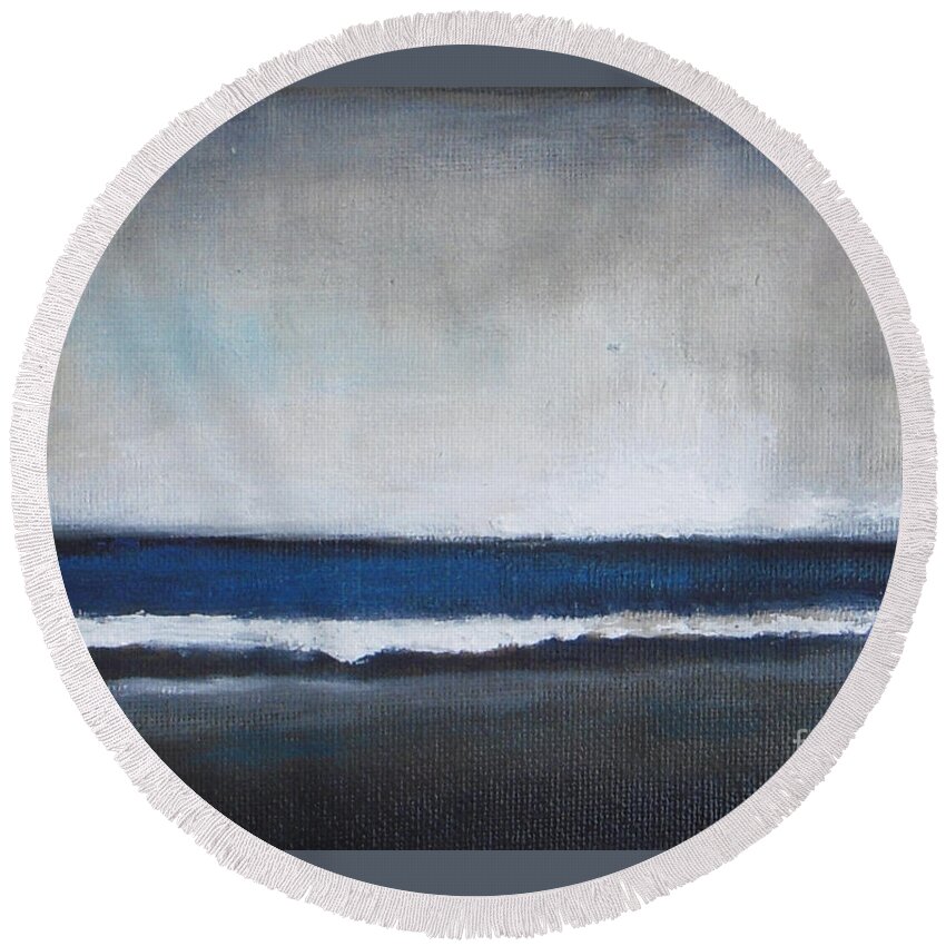 Ocean Painting Round Beach Towel featuring the painting Calm Ocean by Vesna Antic