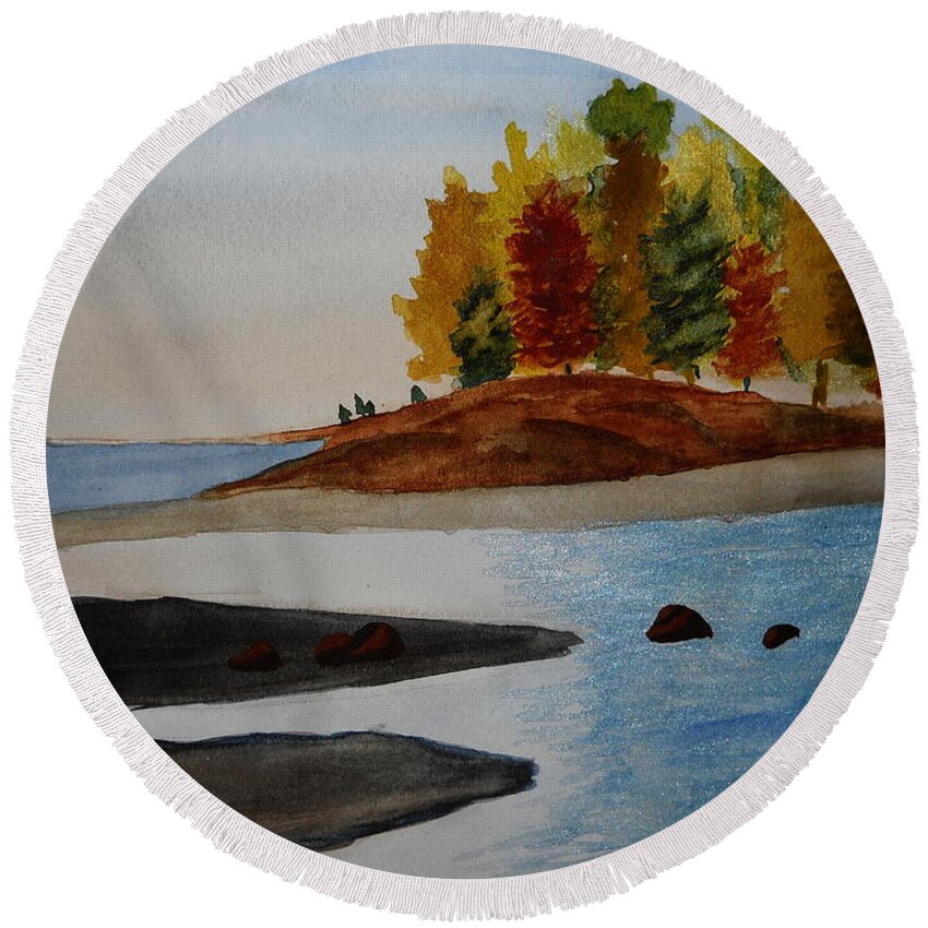 Tide Round Beach Towel featuring the painting Calm Tide by Carol Crisafi