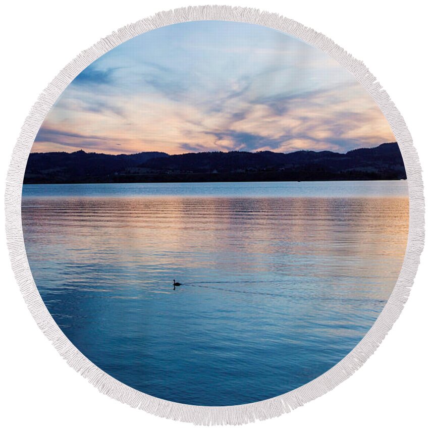 Lake Round Beach Towel featuring the photograph Calm Waters by Donald J Gray