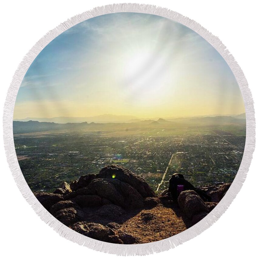  Round Beach Towel featuring the photograph Camelback View by Colin Collins