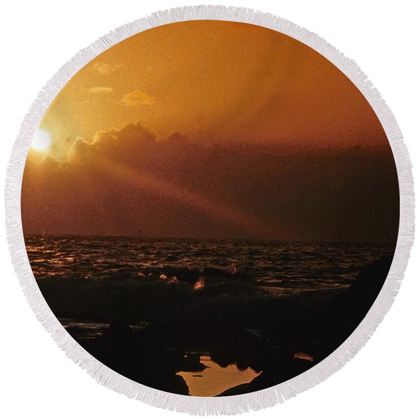 Sunset Round Beach Towel featuring the photograph Canary Islands Sunset by Gary Wonning