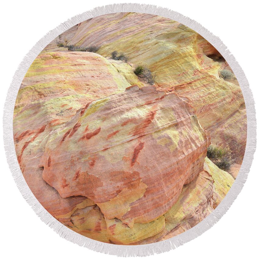 Valley Of Fire Round Beach Towel featuring the photograph Candy Colored Sandstone in Valley of Fire by Ray Mathis