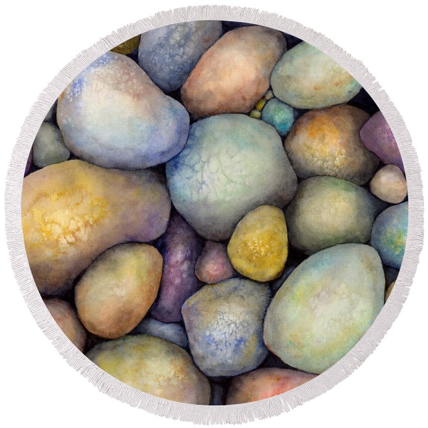 Rock Candy Round Beach Towel featuring the painting Rock Candy by Hailey E Herrera