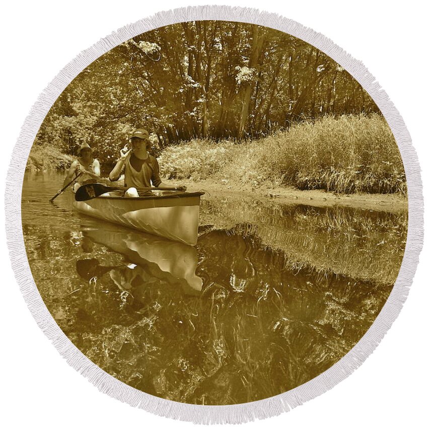 Nature Round Beach Towel featuring the photograph Canton Canoe Trip 2016 36 by George Ramos