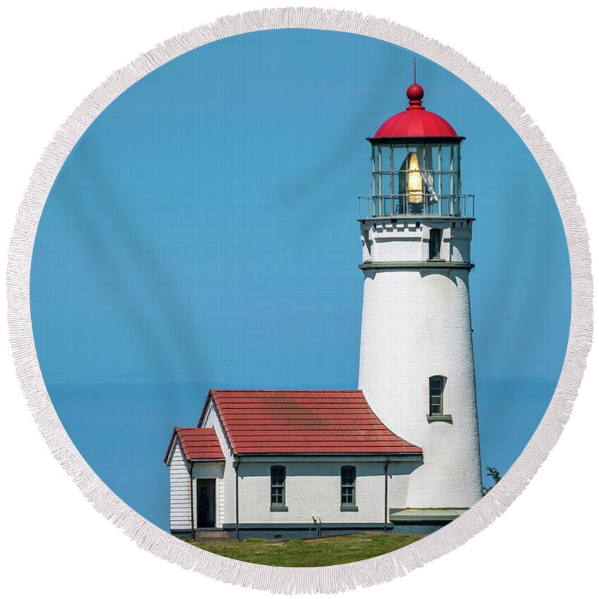 Cape Blanco Round Beach Towel featuring the photograph Cape Blanco Lighthouse at Cape Blanco, Oregon by John Hight