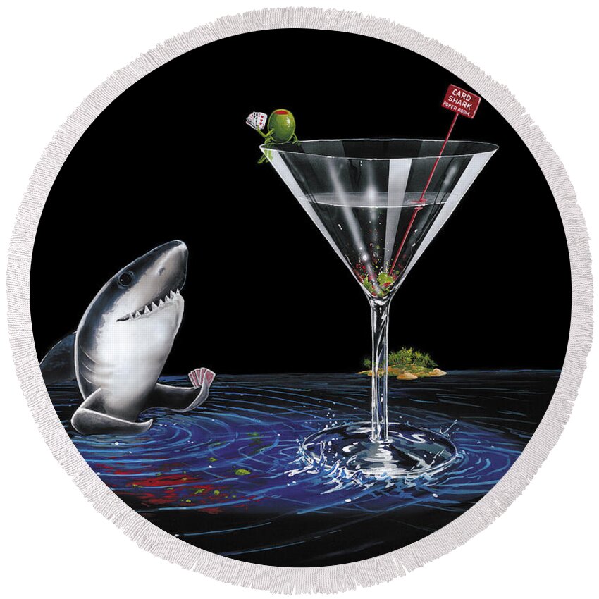 Card Counter Round Beach Towel featuring the painting Card Shark by Michael Godard