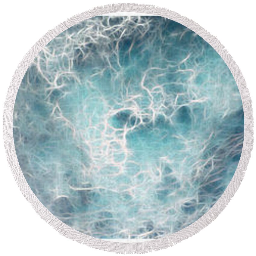 Abstract Round Beach Towel featuring the photograph Caribbean Waters - Triptych Image by Jason Freedman