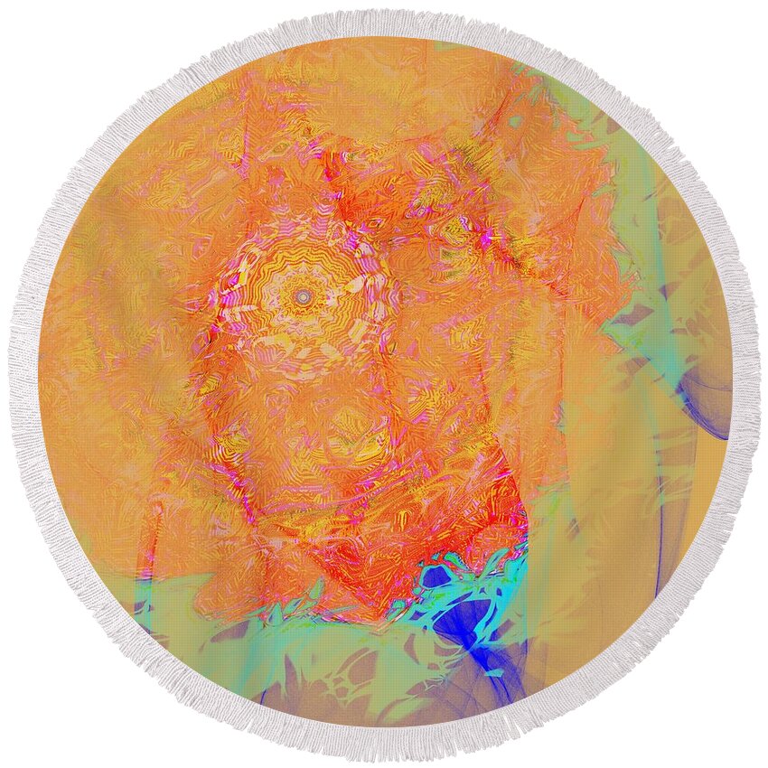 Festival Round Beach Towel featuring the digital art Carnival Abstract 5 by Mary Machare