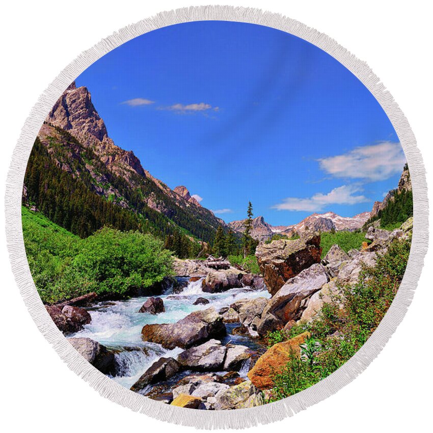 Tetons Round Beach Towel featuring the photograph Cascade Canyon by Greg Norrell