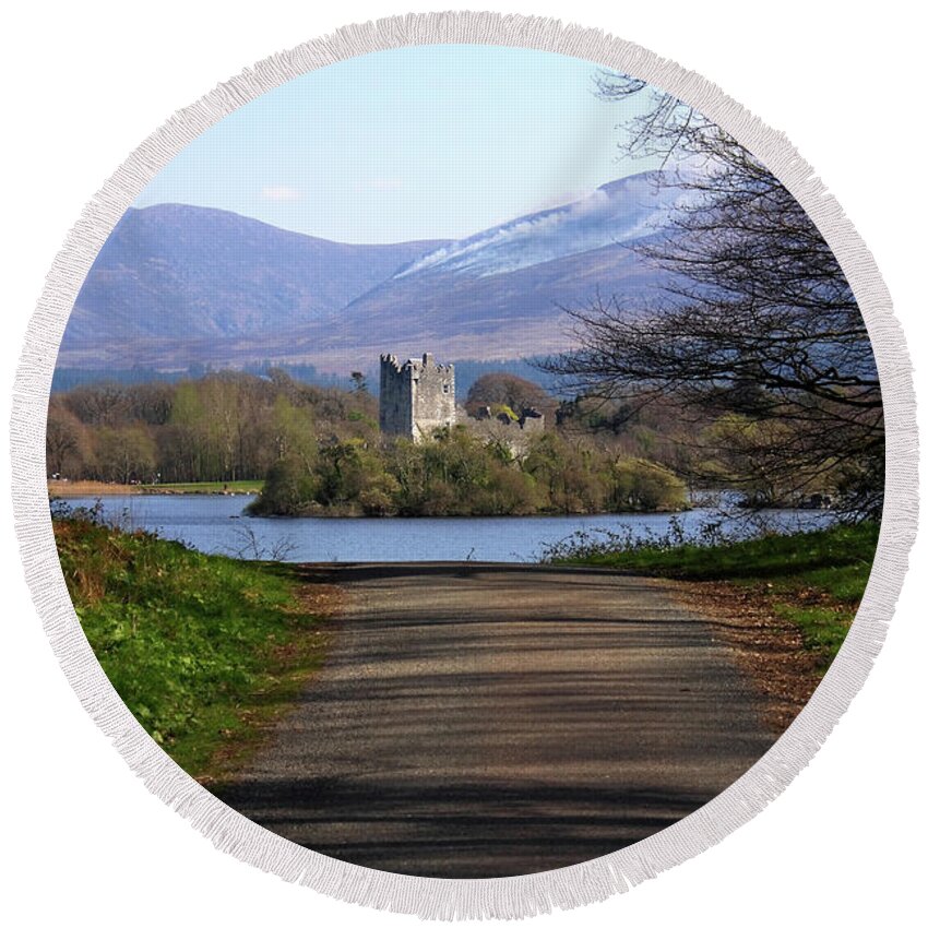 Castle Round Beach Towel featuring the photograph Castle On The Lakes by Aidan Moran